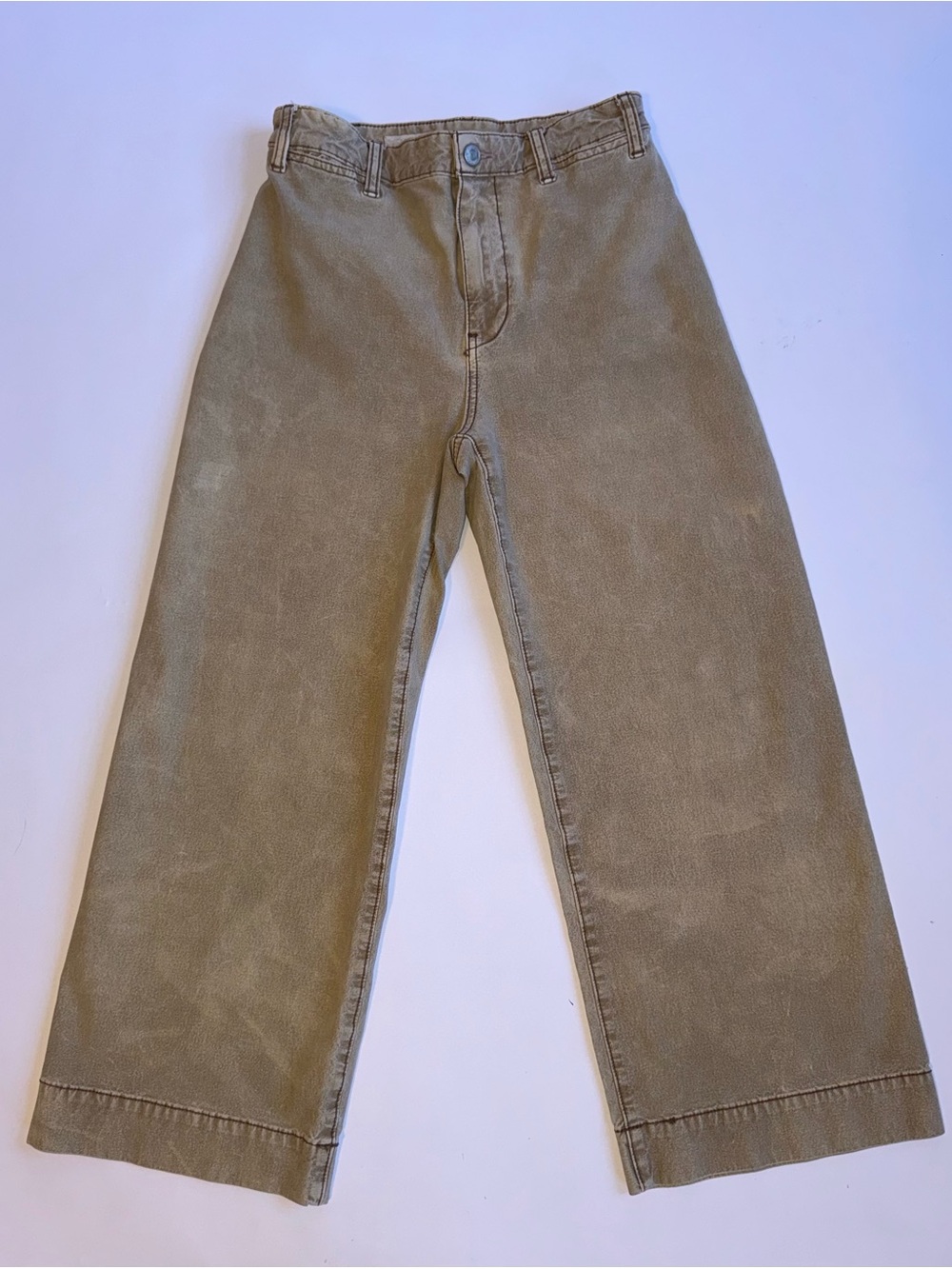 Pilcro Anthropologie Women’s 26 Tan Khaki Wide Leg Cropped Jeans